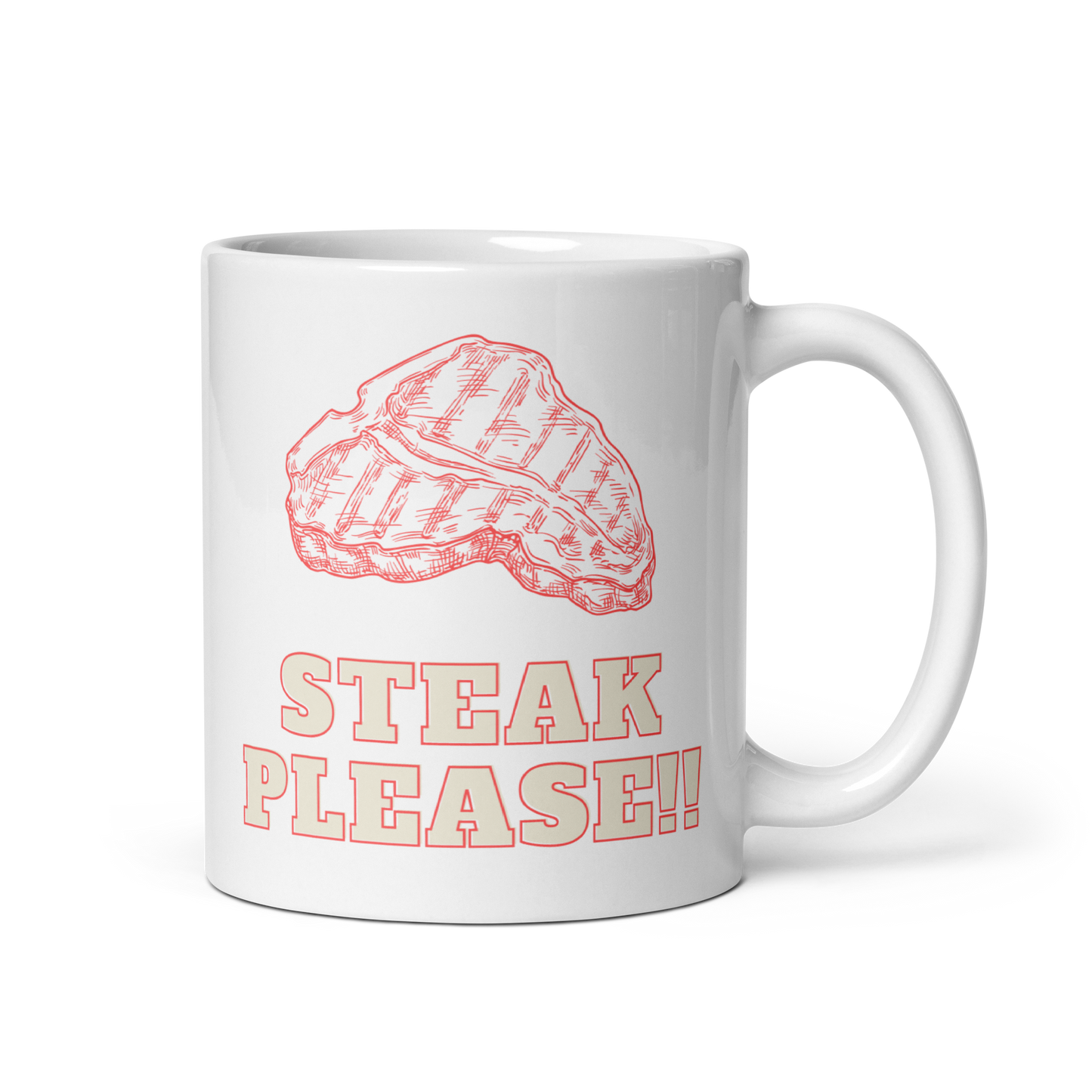 Steak Please!! Carnivore White Glossy Mug