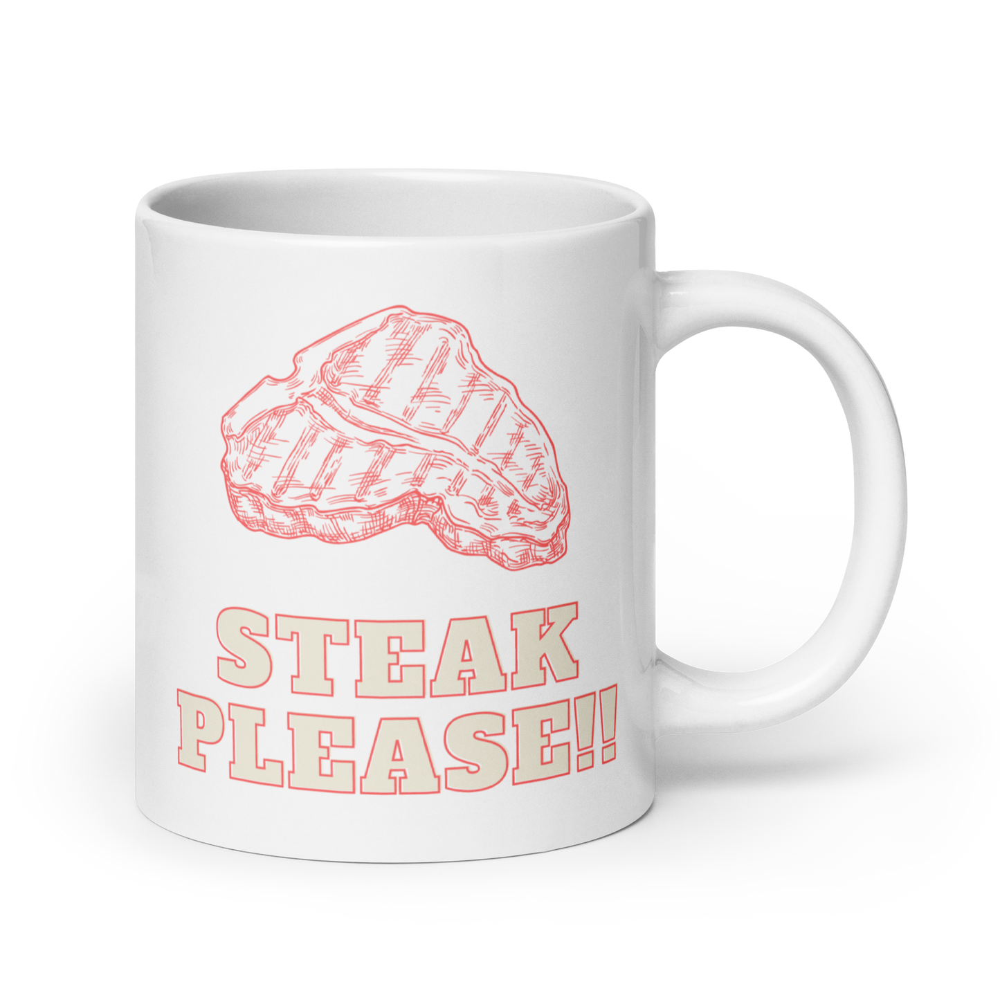 Steak Please!! Carnivore White Glossy Mug